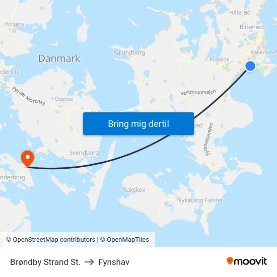 Brøndby Strand St. to Fynshav map