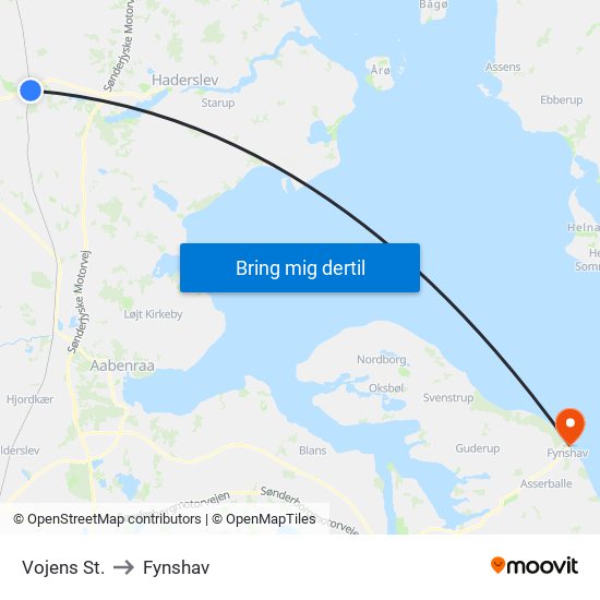 Vojens St. to Fynshav map