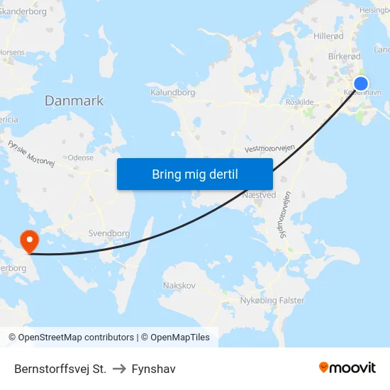 Bernstorffsvej St. to Fynshav map