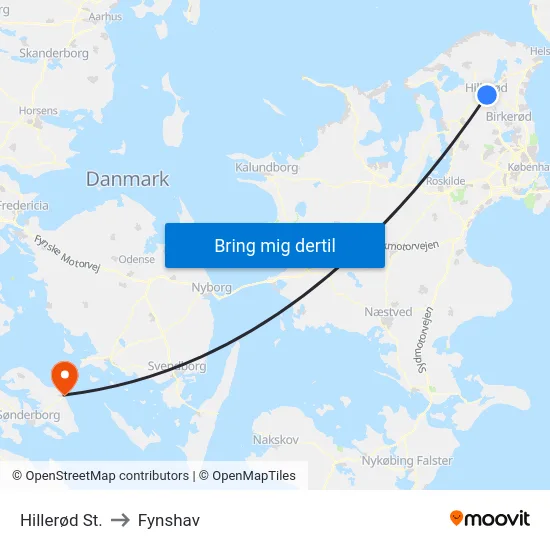 Hillerød St. to Fynshav map