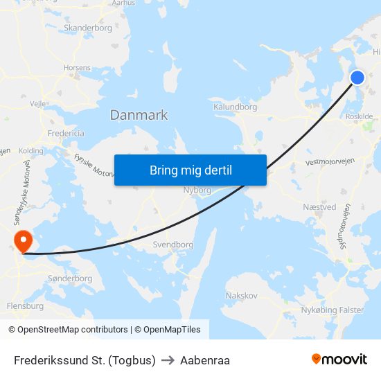 Frederikssund St. (Togbus) to Aabenraa map