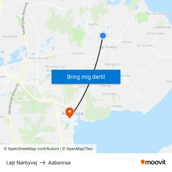 Løjt Nørbyvej to Aabenraa map