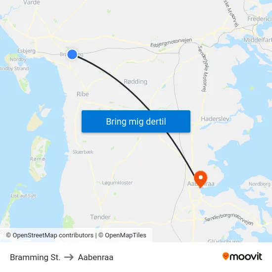 Bramming St. to Aabenraa map