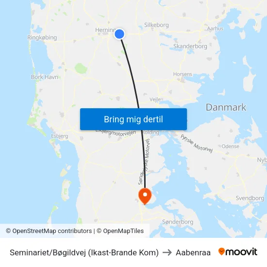Seminariet/Bøgildvej (Ikast-Brande Kom) to Aabenraa map