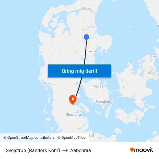 Svejstrup (Randers Kom) to Aabenraa map