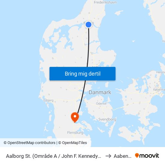 Aalborg St. (Område A / John F. Kennedys Plads) to Aabenraa map