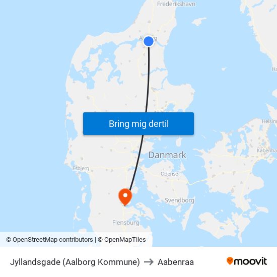 Jyllandsgade (Aalborg Kommune) to Aabenraa map
