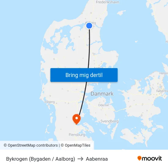 Bykrogen (Bygaden / Aalborg) to Aabenraa map
