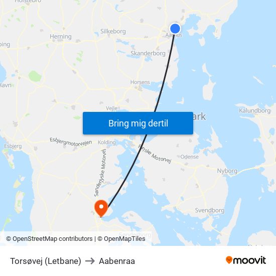 Torsøvej (Letbane) to Aabenraa map