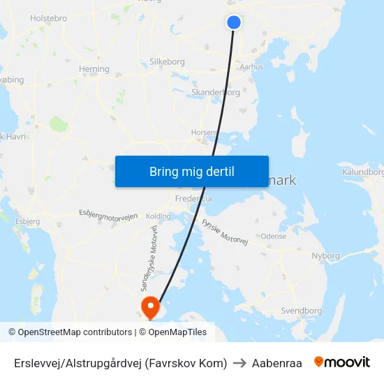 Erslevvej/Alstrupgårdvej (Favrskov Kom) to Aabenraa map