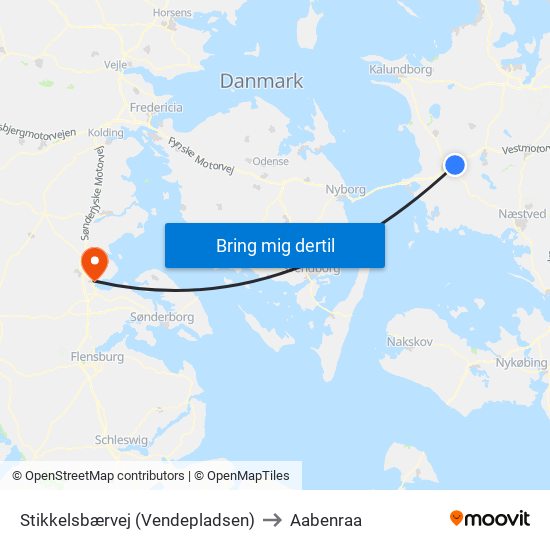 Stikkelsbærvej (Vendepladsen) to Aabenraa map