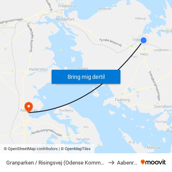 Granparken / Risingsvej (Odense Kommune) to Aabenraa map
