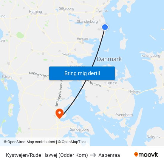 Kystvejen/Rude Havvej (Odder Kom) to Aabenraa map