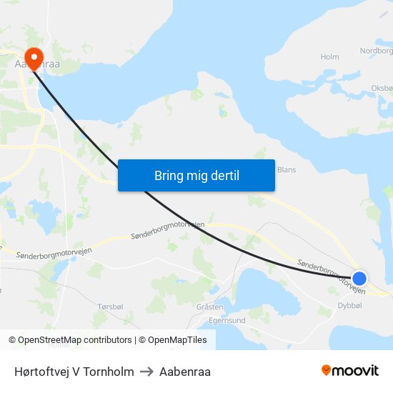 Hørtoftvej V Tornholm to Aabenraa map