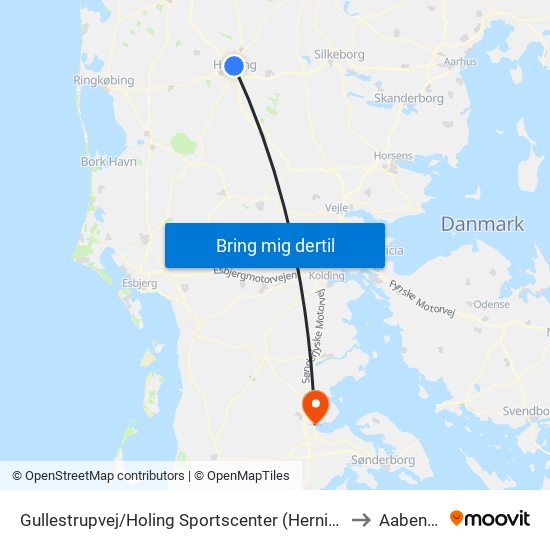 Gullestrupvej/Holing Sportscenter (Herning Kom) to Aabenraa map