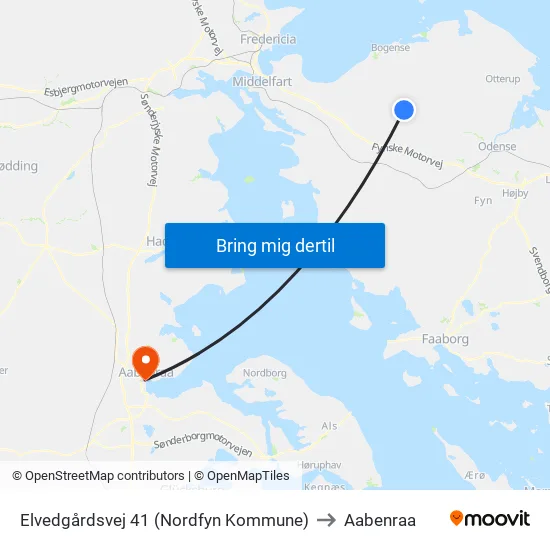 Elvedgårdsvej 41 (Nordfyn Kommune) to Aabenraa map