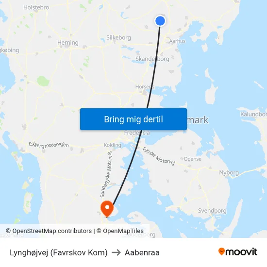 Lynghøjvej (Favrskov Kom) to Aabenraa map