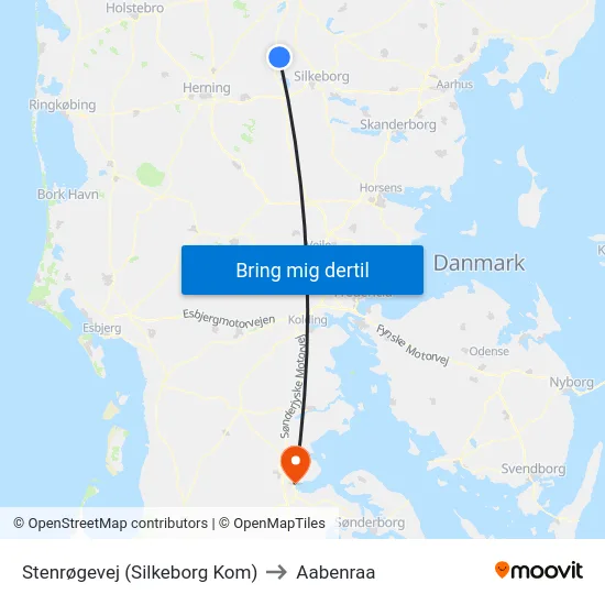 Stenrøgevej (Silkeborg Kom) to Aabenraa map