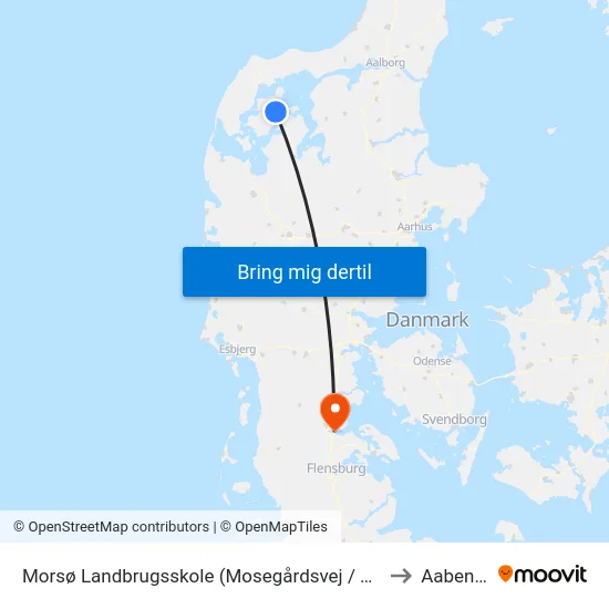 Morsø Landbrugsskole (Mosegårdsvej / Vodstrup) to Aabenraa map