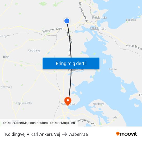 Koldingvej V Karl Ankers Vej to Aabenraa map