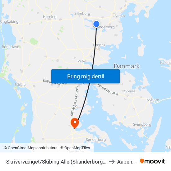 Skrivervænget/Skibing Allé (Skanderborg Kom) to Aabenraa map