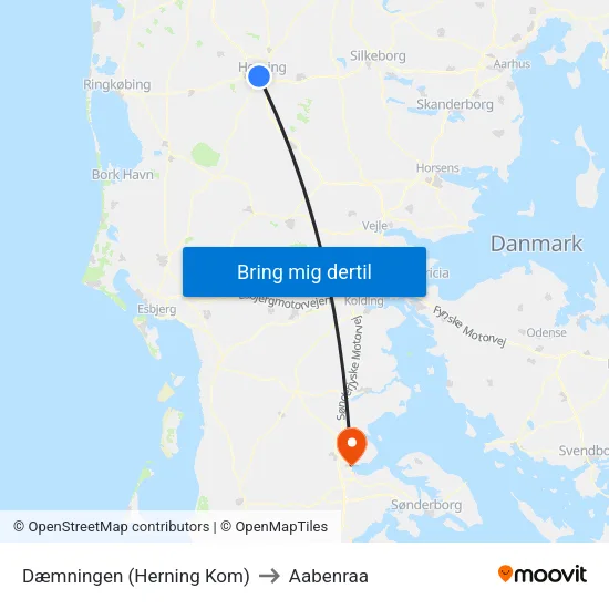 Dæmningen (Herning Kom) to Aabenraa map