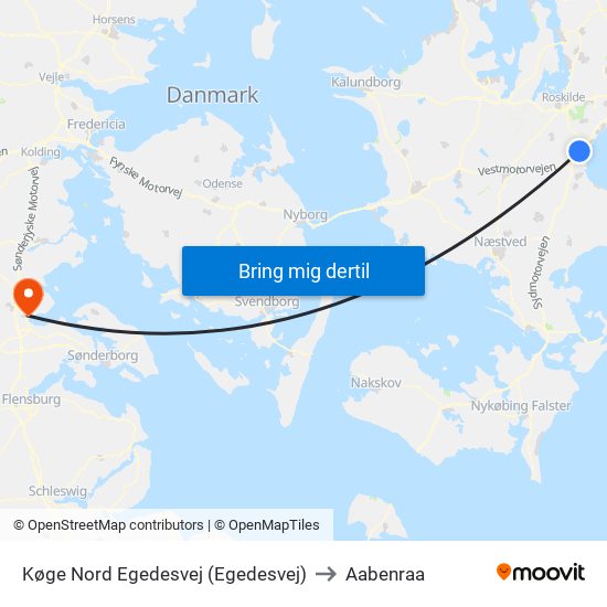 Køge Nord Egedesvej (Egedesvej) to Aabenraa map