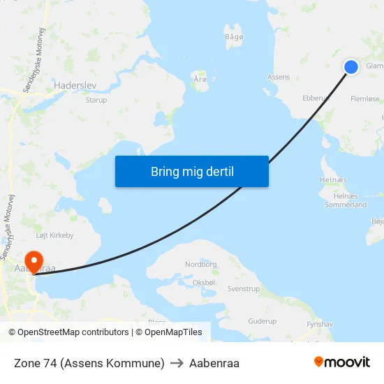 Zone 74 (Assens Kommune) to Aabenraa map