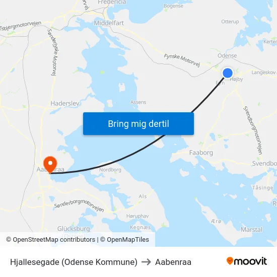 Hjallesegade (Odense Kommune) to Aabenraa map