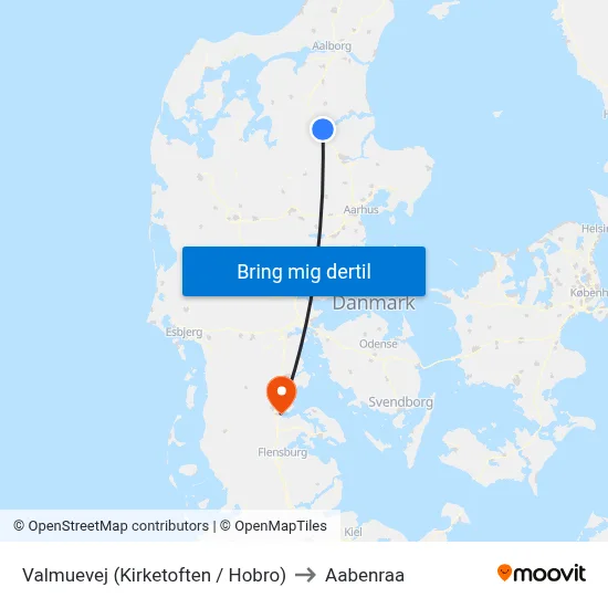 Valmuevej (Kirketoften / Hobro) to Aabenraa map