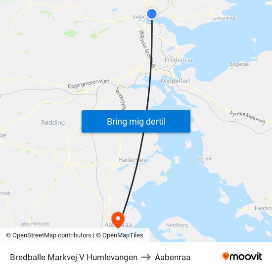 Bredballe Markvej V Humlevangen to Aabenraa map