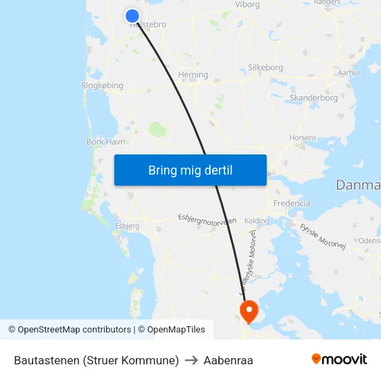 Bautastenen (Struer Kom) to Aabenraa map