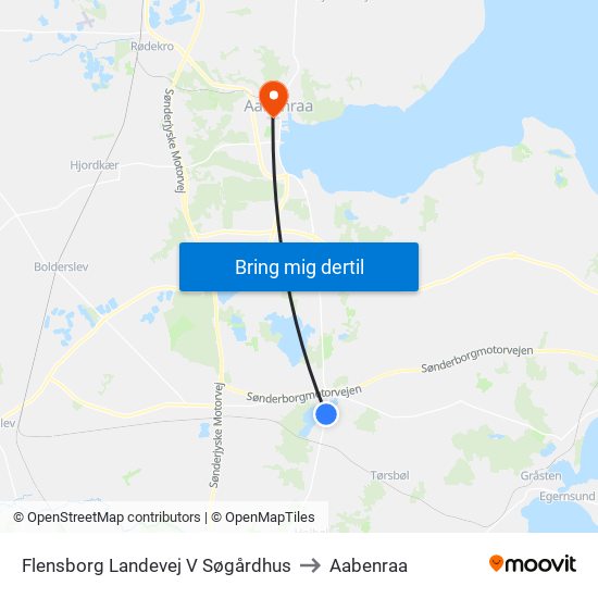 Flensborg Landevej V Søgårdhus to Aabenraa map