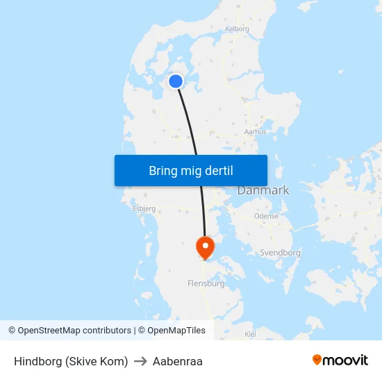 Hindborg (Skive Kom) to Aabenraa map