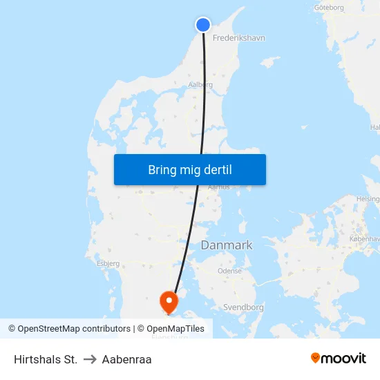 Hirtshals St. to Aabenraa map