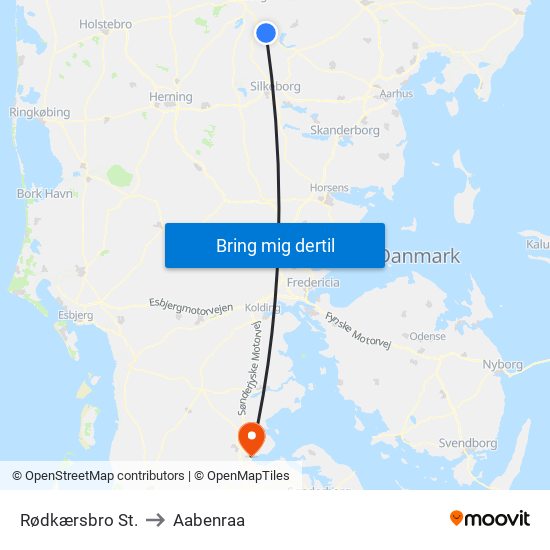 Rødkærsbro St. to Aabenraa map