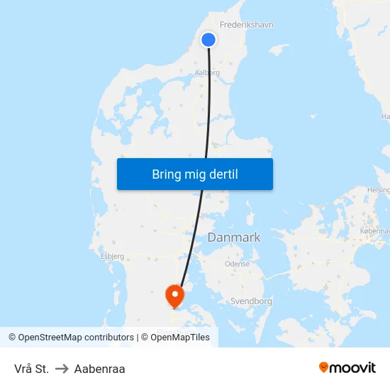 Vrå St. to Aabenraa map