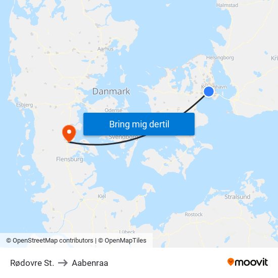 Rødovre St. to Aabenraa map