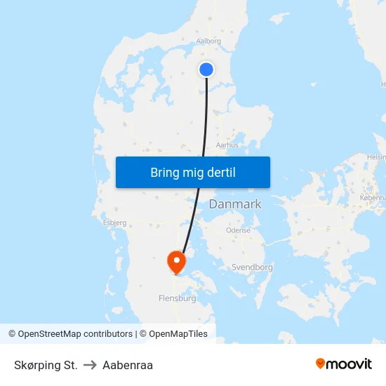 Skørping St. to Aabenraa map