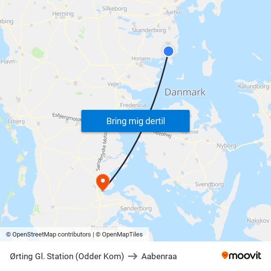 Ørting Gl. Station (Odder Kom) to Aabenraa map