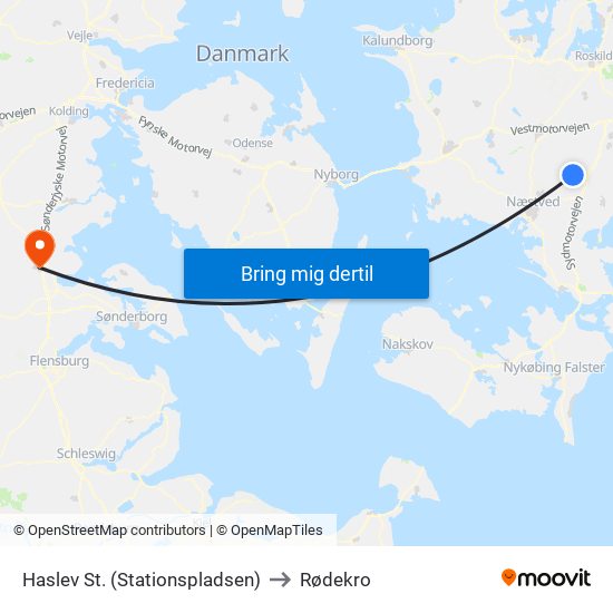 Haslev St. (Stationspladsen) to Rødekro map