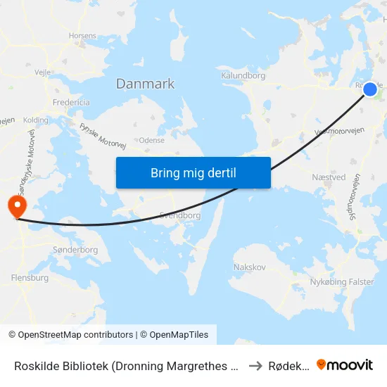 Roskilde Bibliotek (Dronning Margrethes Vej) to Rødekro map
