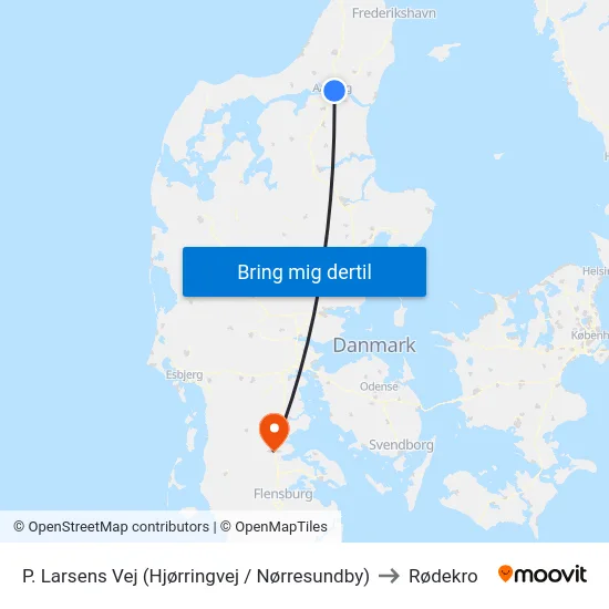 P. Larsens Vej (Hjørringvej / Nørresundby) to Rødekro map