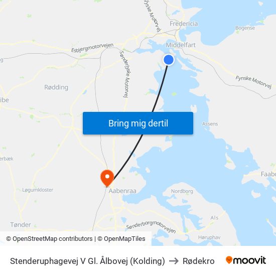 Stenderuphagevej V Gl. Ålbovej (Kolding) to Rødekro map