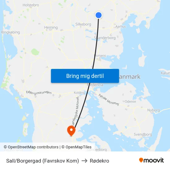 Sall/Borgergad (Favrskov Kom) to Rødekro map