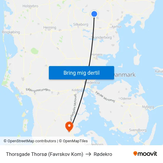 Thorsgade Thorsø (Favrskov Kom) to Rødekro map
