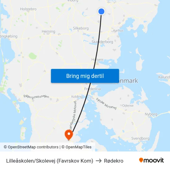 Lilleåskolen/Skolevej (Favrskov Kom) to Rødekro map
