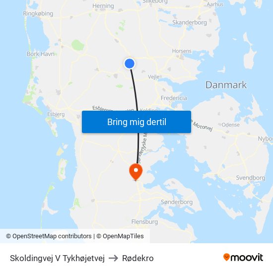 Skoldingvej V Tykhøjetvej to Rødekro map