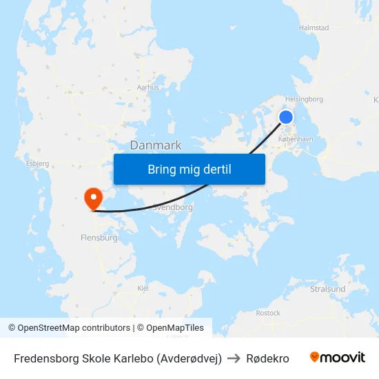 Fredensborg Skole Karlebo (Avderødvej) to Rødekro map