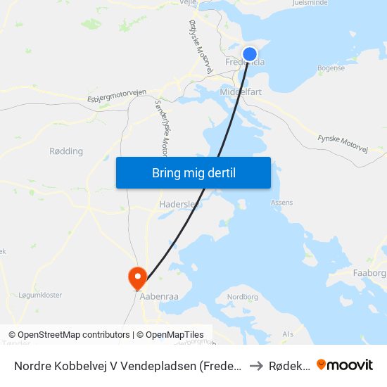 Nordre Kobbelvej V Vendepladsen (Fredericia) to Rødekro map